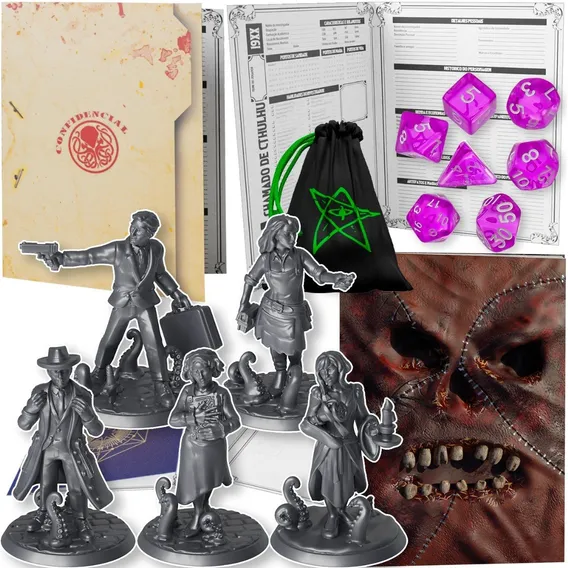 Kit Rpg Lovecraft Call Of Cthulhu Dados Miniaturas Coleção Foto 1