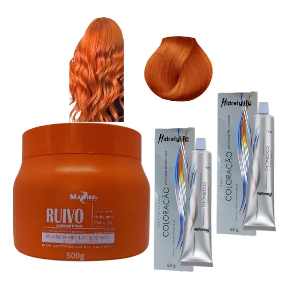 Kit Ruivo 2 Tinta+ 1 Matizador 500gr Mairibel Tom Nº 8.44 Ruivo Acobreado Foto 1