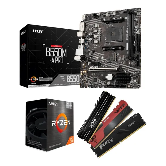 Kit Ryzen 5 5600gt + B550m Msi + 16gb Ddr4 3200mhz Cor Preto Foto 1