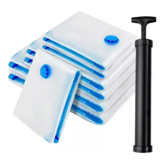Kit Saco A Vácuo 80x100cm Organizar Roupas + Bomba De Sucção Foto 1