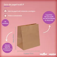 Kit Saco De Papel Kraft Para Delivery Tamanho P 28x19 Cm 50un Foto mini 2