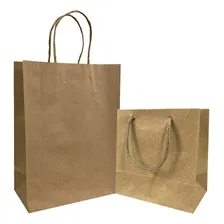 Kit Sacola De Papel Pequena 10x10x6cm Com Sacola Média 18x24 Cor Kraft Lisa Kraft Lisa Foto  mini 1