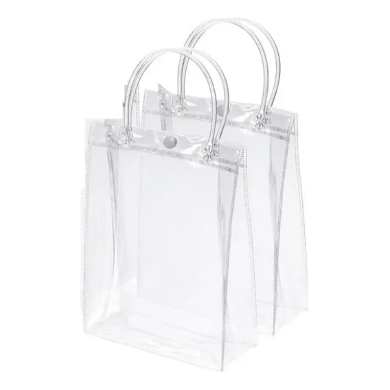 Kit Sacola Pvc Transparente 12un Vermelha 27,5x19,5cm Foto 1