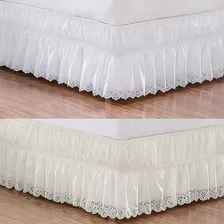 Kit Saia Para Cama Box Casal Perolla 02 Pc - Branco E Palha Foto  mini 1