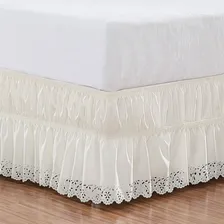 Kit Saia Para Cama Box Solteiro Perolla 02 Pc Branco E Palha Foto mini 3