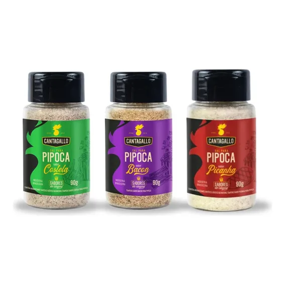 Kit Sais para Pipoca Cantagallo 90g - Sal Temperado para Pipoca, Tempero para Pipoca Foto 1