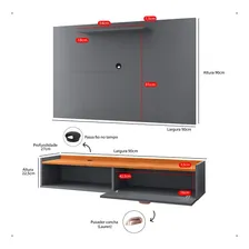 Kit Sala Estar Completa Rack Painel Home Tv 32 Polegadas Cor Cinza / Cinamomo Foto mini 4