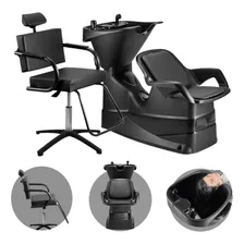 Kit Salão Beleza Lavatório Reclinável Champ Preto + Cadeira Foto mini  2