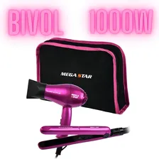 Kit Salão De Beleza Chapinha Nano E Secador Rosa Foto  mini 1