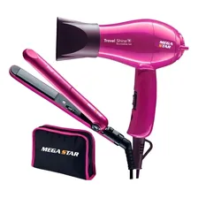 Kit Salão De Beleza Chapinha Nano E Secador Rosa Foto mini  2