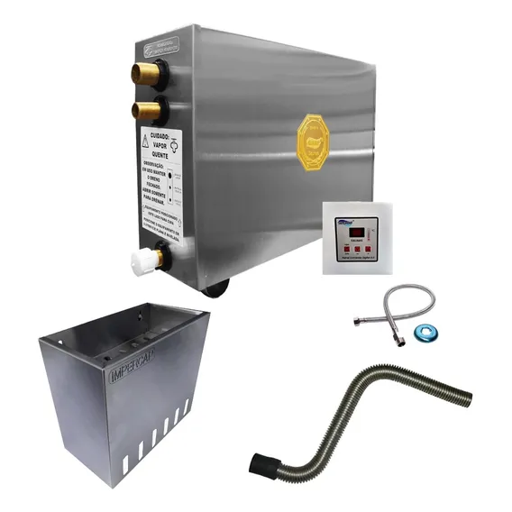 Kit Sauna Vapor 12kw 220 Trif.+ Tubo Em Aço + Cesto De Ervas Foto 1