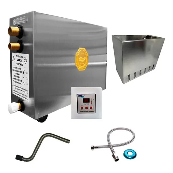 Kit Sauna Vapor 6kw 380 Trif. + Tubo Em Aço + Cesto Impercap Foto 1