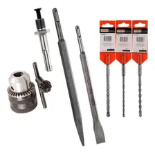 Kit Sds Plus Mandril Broca Talhadeira Ponteira Martelete 8pc Foto mini 1