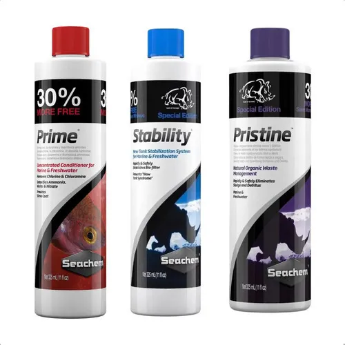 Kit Seachem 325ml Prime, Stability E Pristine Foto 1
