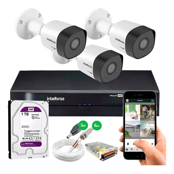 Kit Segurança 3 Câmeras Vhd 3230 Full Hd 1080p Dvr Intelbras Foto 1