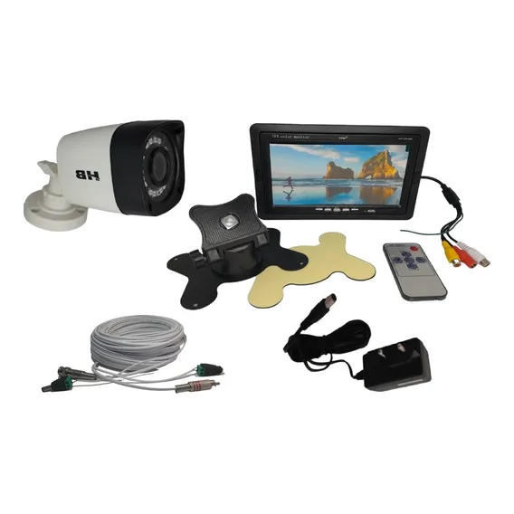 Kit Segurança Monitor 7 Lcd + 1 Camera Infra+30mts Cabo Foto 1