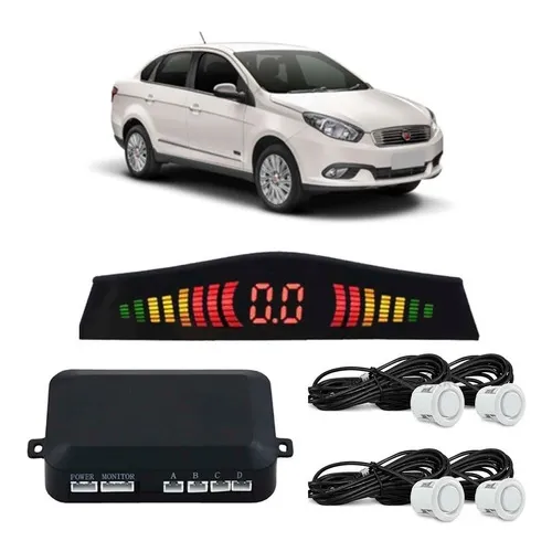 Kit Sensor De Re Estacionamento 4 Pontos Branco Grand Siena Foto 1