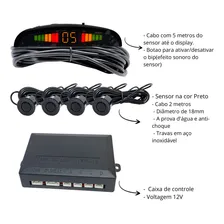 Kit Sensor Estacionamento Automotivo 4 Sensores Ré Preto Vo6 Foto mini 2