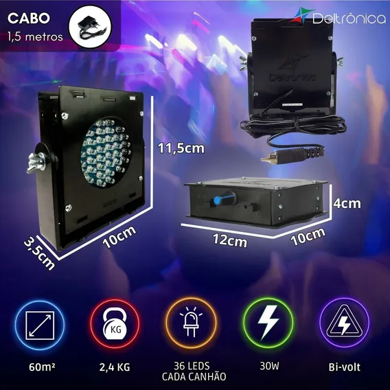 Kit Sequencial De Led Multiformas Deltrônica 8 Canhões Rgby 110V/220V (Bivolt) Foto 1