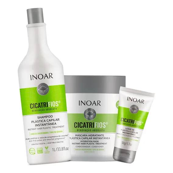 Kit Shampoo 1l, Másc. 500g E Leave-in Cicatrifios - Inoar Foto 1