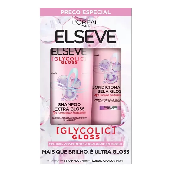 Kit Shampoo 375ml E Condicionador 170ml Elseve Glycolic Foto 1