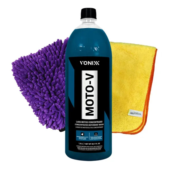 Kit Shampoo Automotivo Moto-v Vonixx - Toalha E Luva Lavagem Foto 1