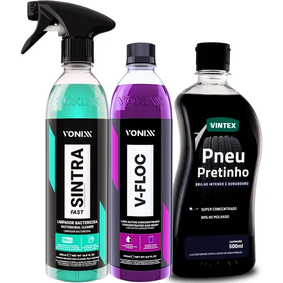 Kit Shampoo Automotivo V-floc Vonixx + Sintra+ Pneu Pretinho Foto 1