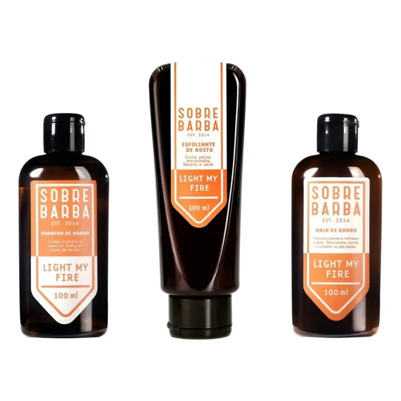 Kit Shampoo + Balm + Esfoliante Sobrebarba Light My Fire Foto 1