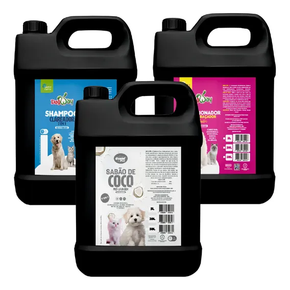 Kit Shampoo Clareador Condicionador Pré Banho Tosa Caes 5l Fragrância Pré Banho/shampoo Clareador/condicionador Foto 1