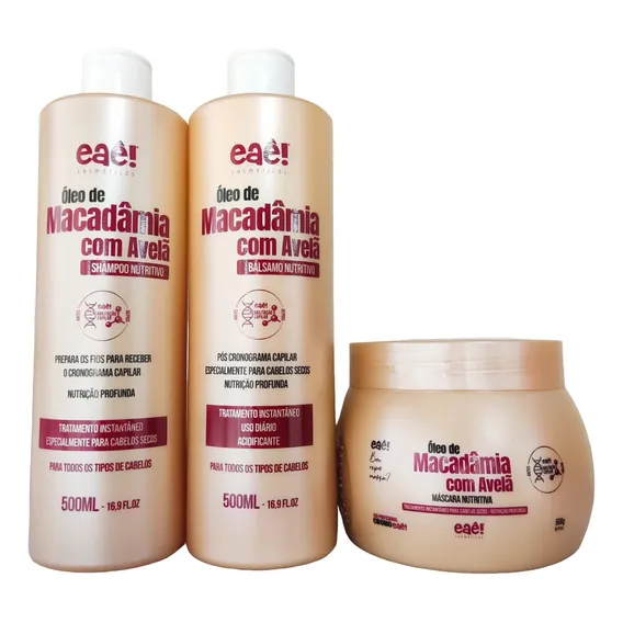 Kit Shampoo + Cond + Masc Macadâmia Eaê Reconstrução E Força Foto 1