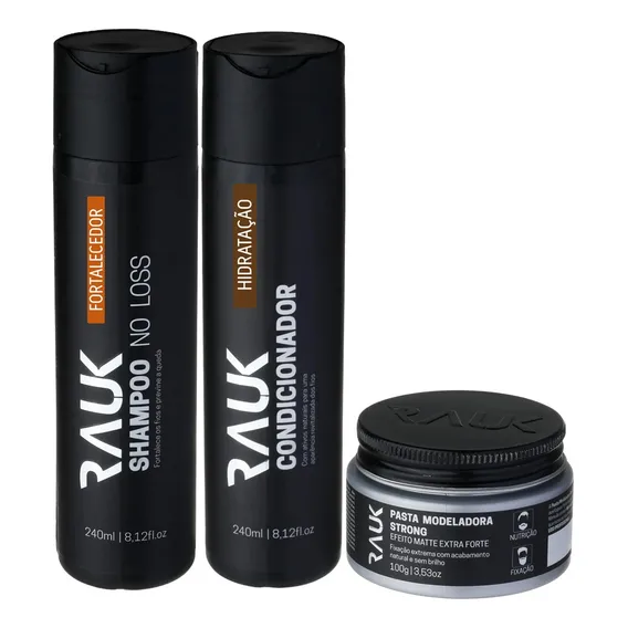 Kit Shampoo Condicionador Antiqueda Pomada Para Cabelos Rauk Foto 1