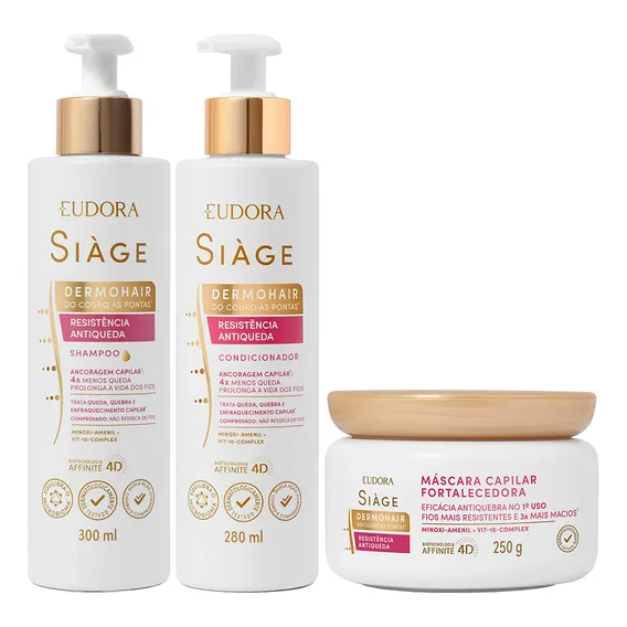 Kit Shampoo Condicionador Máscara Antiqueda Eudora Sià ge Foto 1