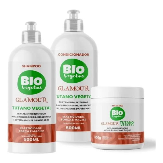 Kit Shampoo + Condicionador + Máscara Biovegetais Glamour Foto 1