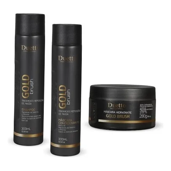 Kit Shampoo + Condicionador+ Mascara Gold Brush Duetto Professional Foto 1