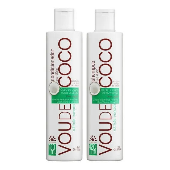 Kit Shampoo + Condicionador Vou De Coco Linha Vegana Griffus Foto 1