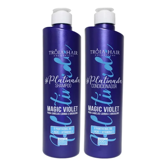 Kit Shampoo + Condiconador Platinado Tróia Hair 2x500ml Foto 1