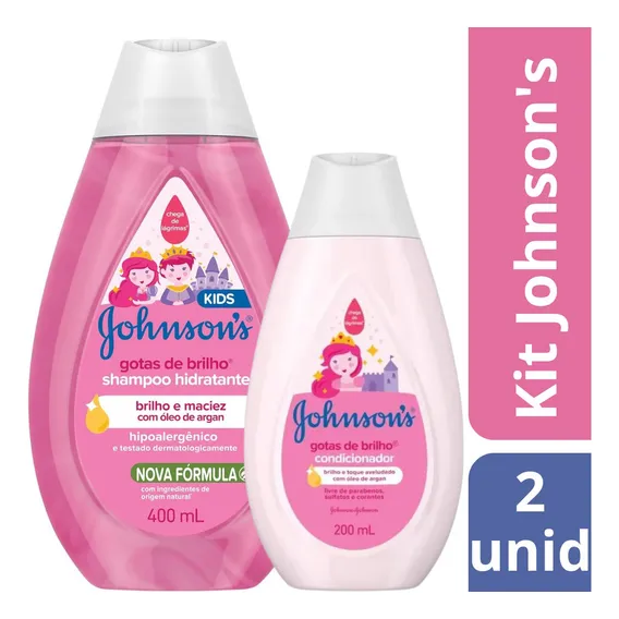 Kit Shampoo E Condicionador Johnson's Gotas De Brilho 400ml Foto 1