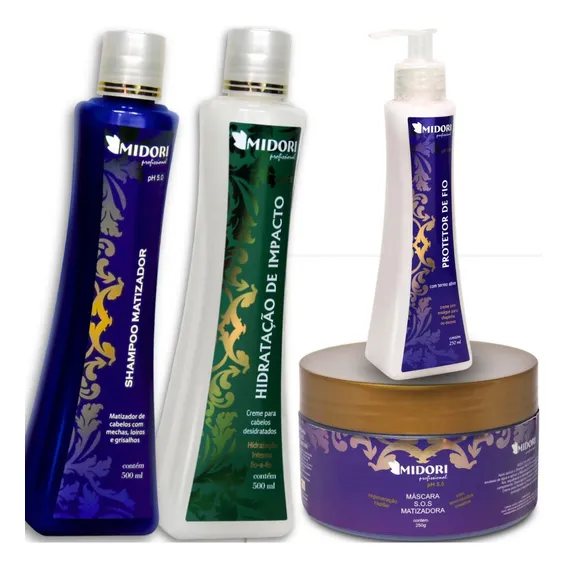 Kit Shampoo E Mascara Matizadora Impacto Protetor Fio Midori Foto 1