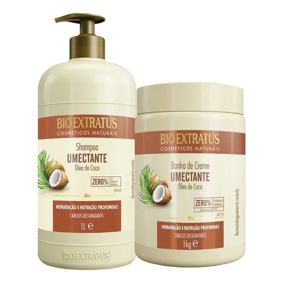 Kit Shampoo + Máscara Umectante 1lt Bio Extratus Foto 1