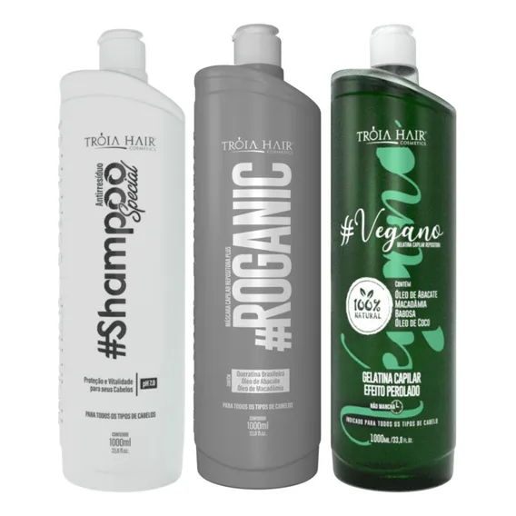 Kit Shampoo + Vegano Tróia Hair + Roganic Liso Troia Hair Foto 1