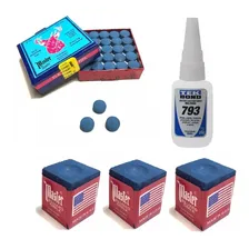Kit Sinuca Com 3 Giz Master +3 Solas Master 11mm +1 Tek Bond Cor Foto mini 1