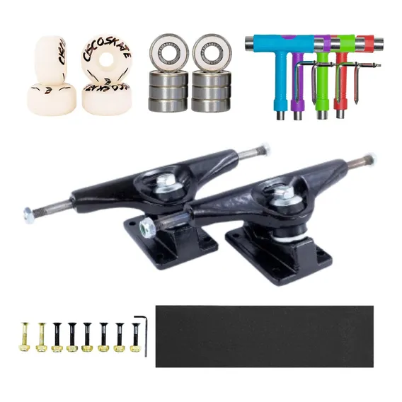 Kit Skate Cisco Truck Roda Rolamento Lixa Parafuso E Chave T Cor Preto Foto 1