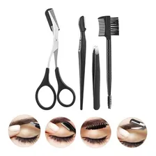 Kit Sobrancelha Profissional Tesoura Navalha Pinca Escova Foto mini 1