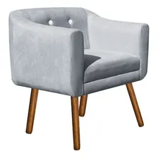 Kit Sofá Retrô E 02 Poltronas Julia Suede Cinza Com Strass Foto mini 3