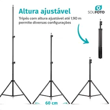 Kit Softbox Duplo Iluminação Profissional com Softbox Vareta 50x70cm, LED RGB com Controle Remoto e Tripé Ajustável 1,90m Sou Foto para Estúdio Fotográfico, Gravações, Produção de Conteúdo, Youtubers Foto mini 3