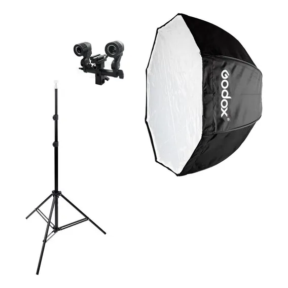 Kit Softbox Godox 120cm Octabox P Flash Lâmpada Luz Contínua 110v/220v Foto 1