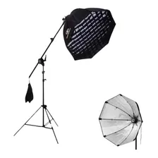 Kit Softbox Octa Fotografia + Tripé Girafa Haste Grid 65cm 127/220v Foto  mini 1