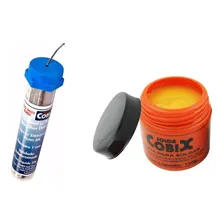 Kit Solda Estanho Tubinho 22g 63x37 + Pasta Solda 100g Cobix Foto mini 1