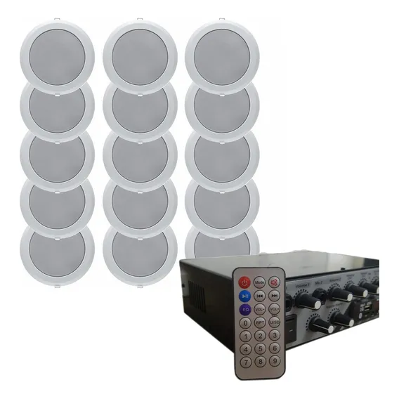 Kit Som Ambiente 2 Rc7000 Orion Bt Usb 15 Arandelas Brancas Foto 1