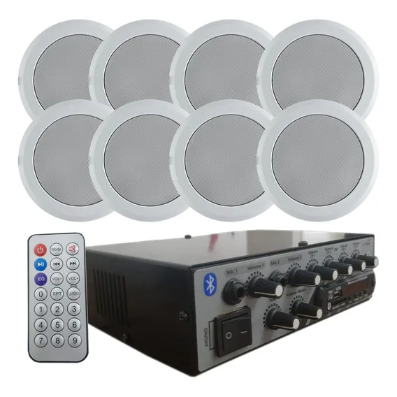 Kit Som Ambiente Borne Rc5000 Bluetooh Usb Fm + 8 Arandelas 110V/220V Foto 1